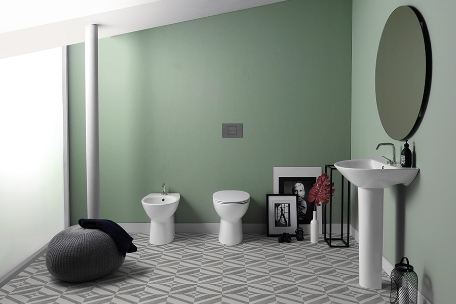 SIMPLY COPPIA Vaso e Bidet a Terra Filomuro senza brida - Simply - immagine 1