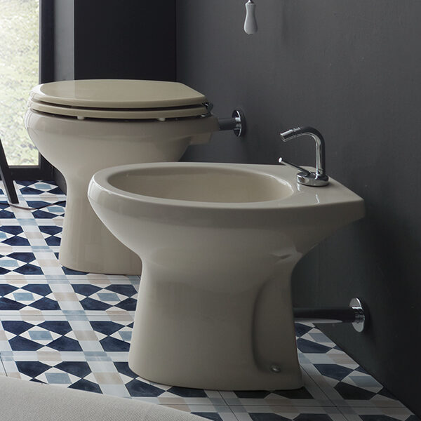 WC e Bidet Champagne - Scarico a Pavimento o Parete  - Serie Fly