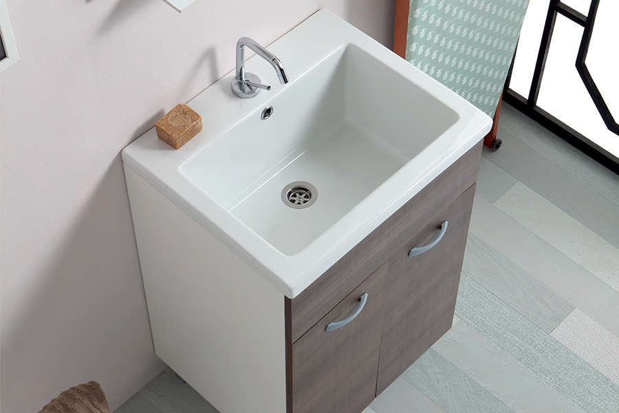 LV2796-MO1783CF Lavapanni in ceramica strizzatoio 60 x 50 con mobile - immagine 1