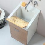 Lavatoio in ceramica 51x45 con mobile e asse di legno