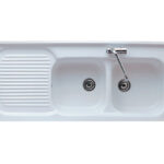 Lavello da cucina a due vasche in ceramica L120 per mobile sottolavello