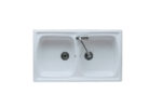 Lavello da cucina 2 vasche ceramica incasso per mobile