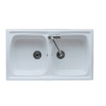 Lavello da cucina 2 vasche ceramica incasso per mobile