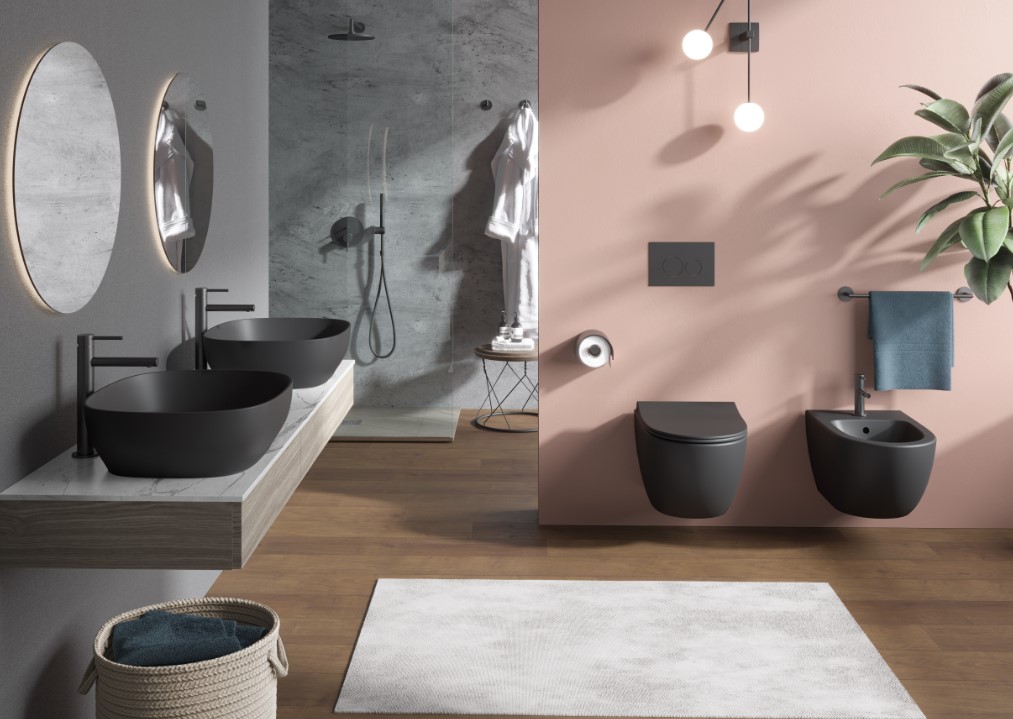 zento nero Vaso e Bidet sospeso colori opachi -Sento - immagine 1